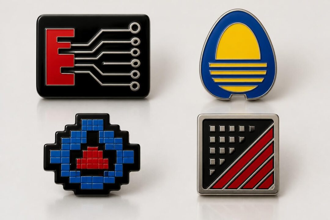 ontdek vier unieke logo's voor de bbc micro en de acorn atom bouwdoos, iconische computers uit de jaren 80 die nostalgie en innovatie combineren.