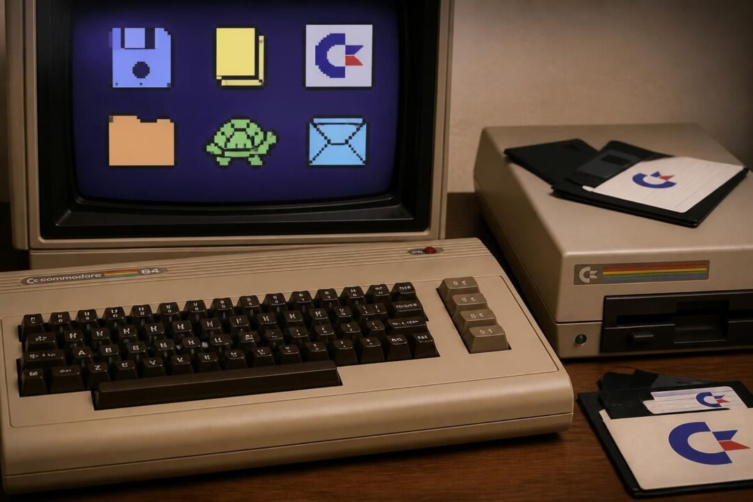 ontdek de geschiedenis van het logo op de commodore 64, inclusief informatie over terrapin, diskformaten en logobestanden.